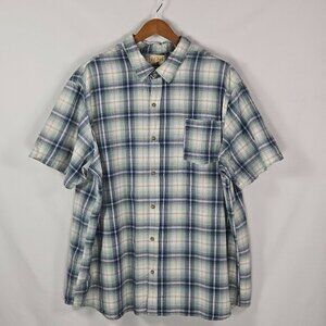 Red Head Brand Co. 4XL Blue Plaid Short Sleeve Button Up Shirt 100%‎ Cotton